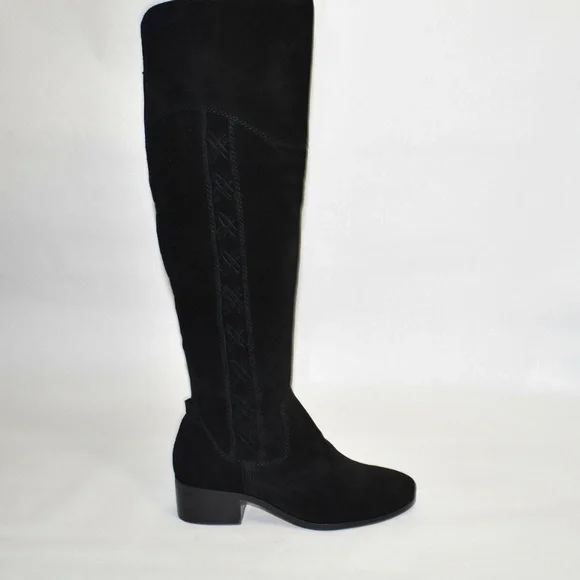 NEW VINCE CAMUTO Boots Kreesell Black Suede Leather SUEDE Knee High Boots TALL - Picture 6 of 9